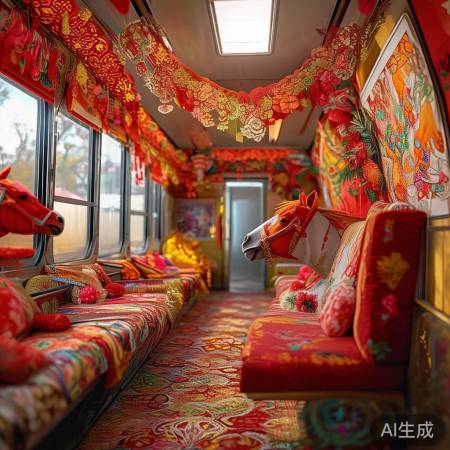 马年车厢装饰精美