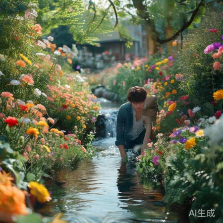 鲜花环绕，溪水潺潺，浪漫紧张