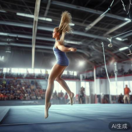 体操选手空中高难度动作