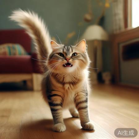 喵星人模仿尾巴搞笑瞬间