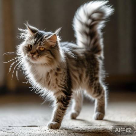 喵星人模仿人类走路摆尾