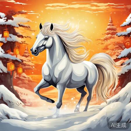 骏马奔腾迎新春贺卡