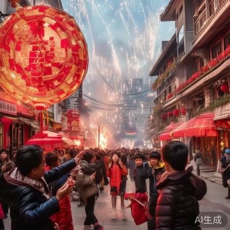 春节放鞭炮迎新岁