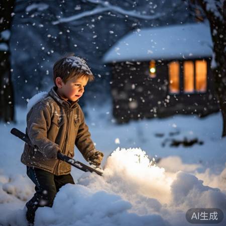 父子情深，寒风中的忙碌