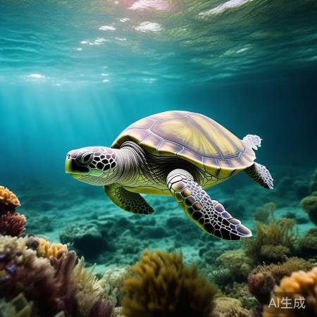 水舞龟独特泳姿，优雅如舞者