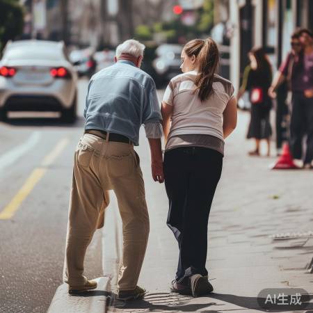 扶老注意安全，众人齐心协力