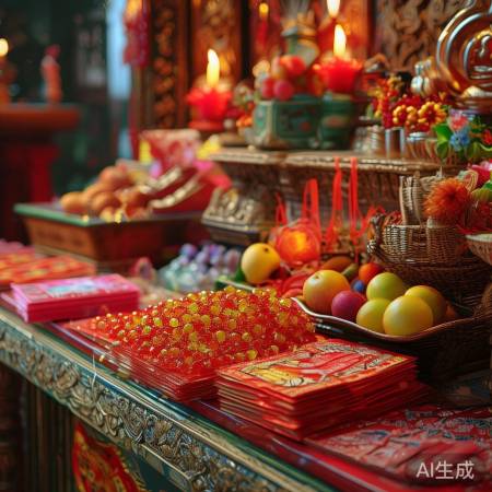 准备糖果水果香烟红包供品