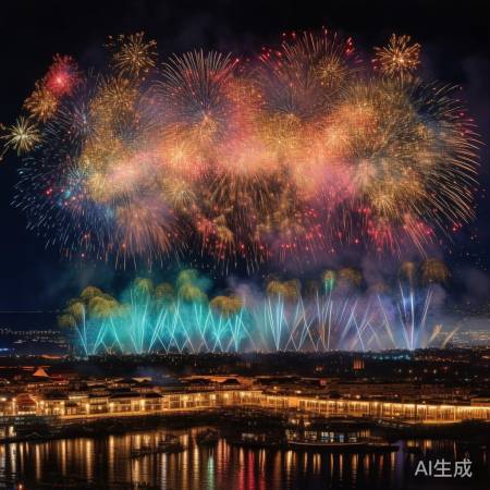 春节烟花绚烂如画