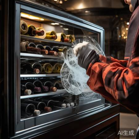 “换红酒柜玻璃，当心宝贝酒”