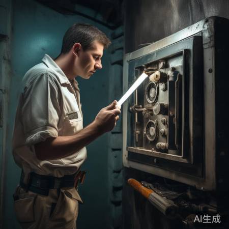 维修人员检查保险柜