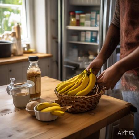 选熟香蕉，调糖醋，冷藏自选