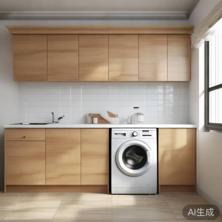 洗衣机宽60-70cm，吊柜宜