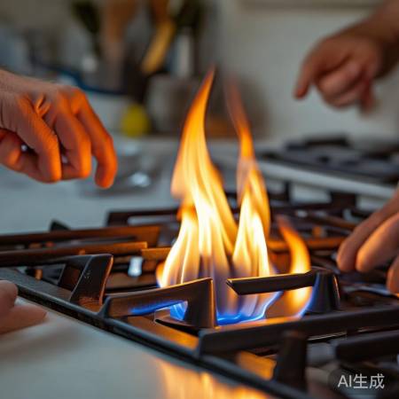 燃气灶火焰偏黄，调整压力或清理