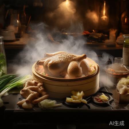 集成灶蒸土鸡，姜葱料酒香