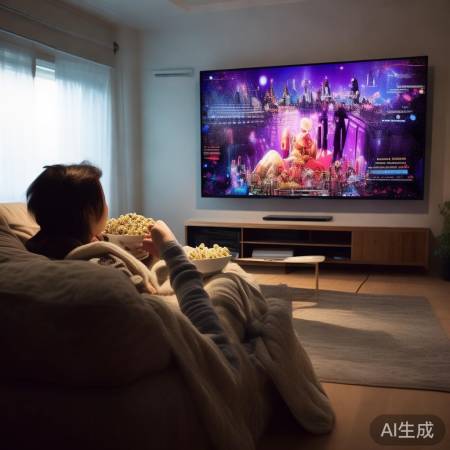 周末沙发惬意看60寸电视