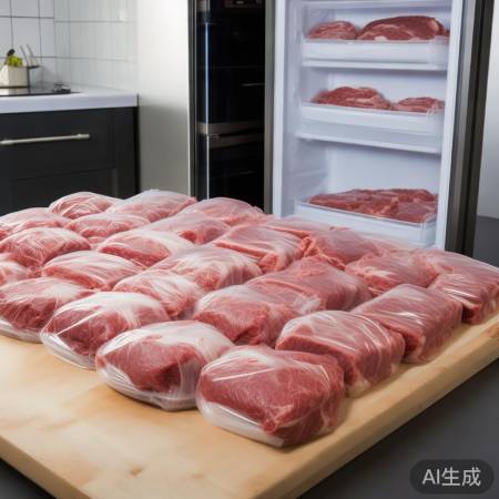 “肉切小块，保鲜膜封存，冰箱冷