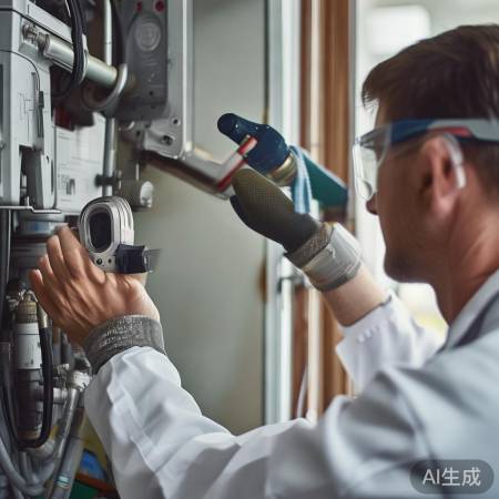 安装完毕，检查接气嘴及燃气。