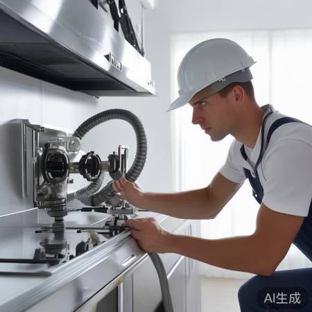 师傅稳装集成灶，安全连接燃气