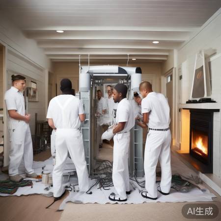 师傅熟练装空气能