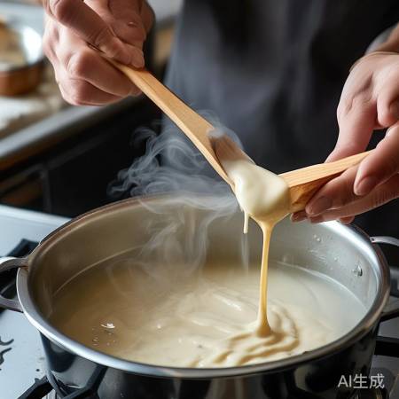 热面糊，小火搅拌