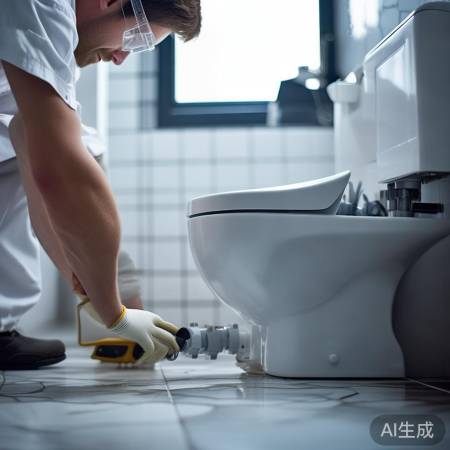 拆下马桶盖，分离管道