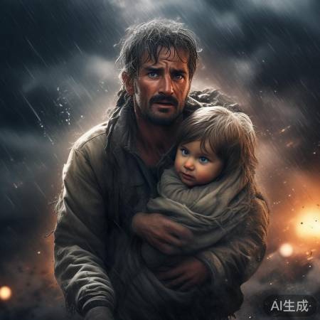英雄父亲守护孩子