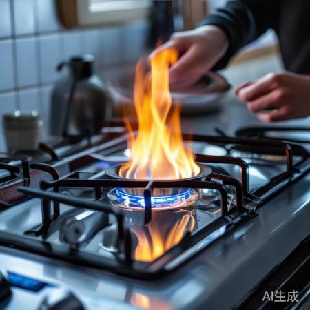 检查盖子，点燃燃气灶，火焰旺说