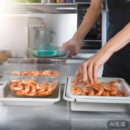 解冻虾用冷水/温水或微波炉