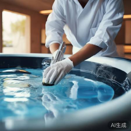 “泡池内外二次清洁冲洗”