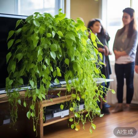 绿萝旺,邻居夸,展引众人赏。