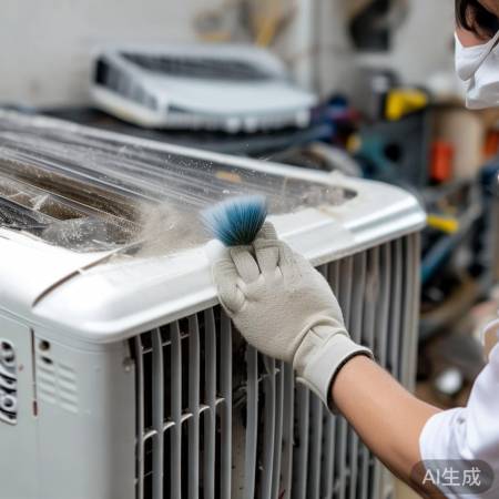空调噪音大，清理散热片或检查零