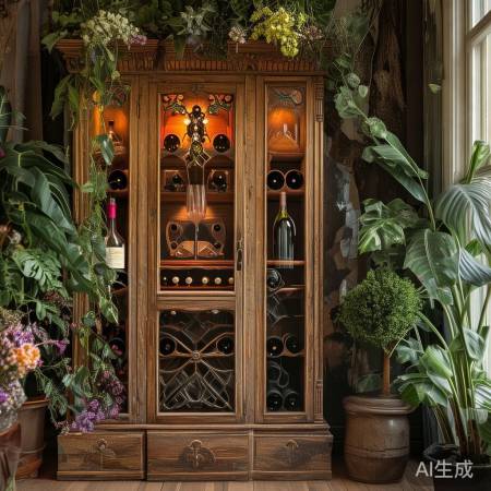 木质红酒柜配花提升家居品味