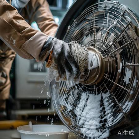 清理风机,刷洗风轮风扇