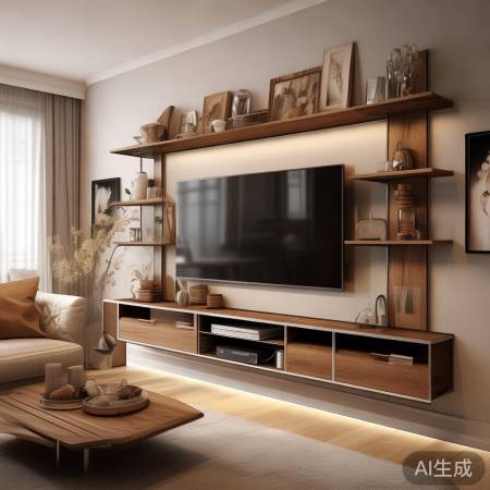 家居新亮点:电视墙置物架