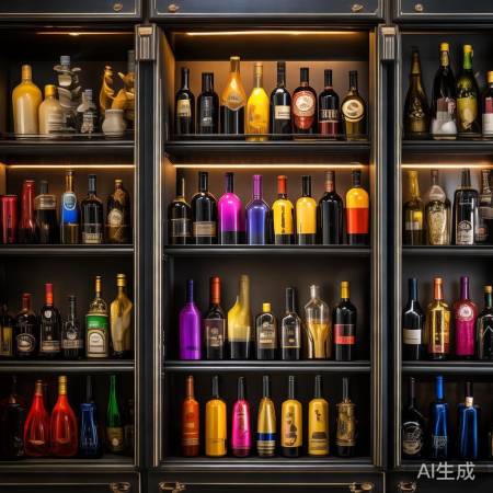 红酒瓶似艺术品，酒柜亮点。