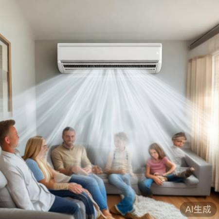 空调调向室内，均匀降温