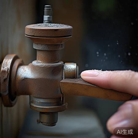 检查阀门锈迹,砂纸打磨后拧开